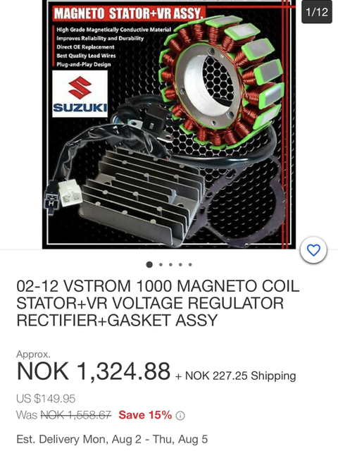 Suzuki DL 1000 V Strom Stator til salgs  Kapp