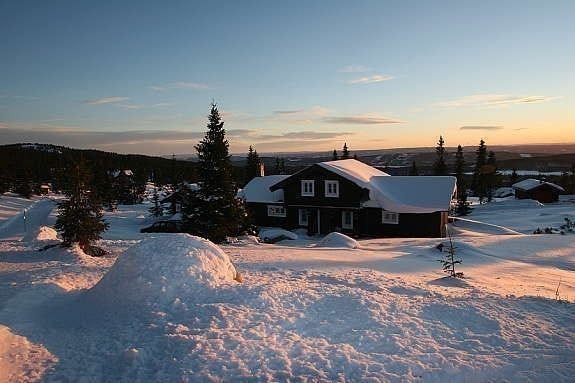 Hyttene vinter Galleribilde
