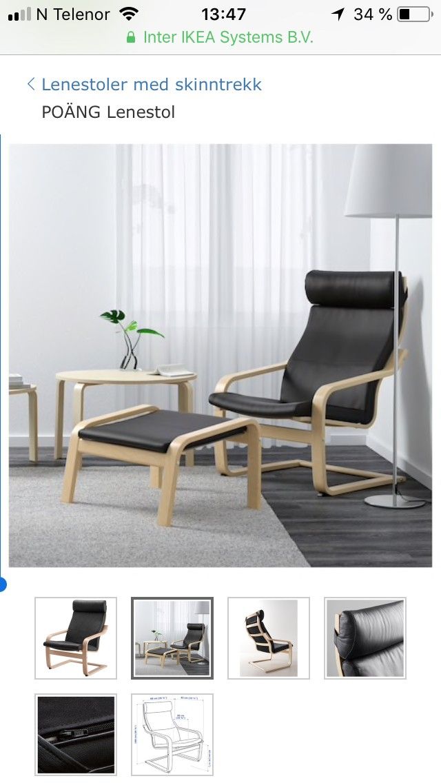 Lenestol og fotskammel, sort skinn, Ikea Poäng | FINN.no Poeng Lenestol Skinn m fotskammel fra IKEA | FINN.no