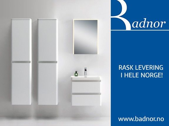 Badnor Mie 60+40+40cm møbelpakke (3230) m speilskap, HVIT Linnie speilskap 50cm m LED belysning og stikkontakt