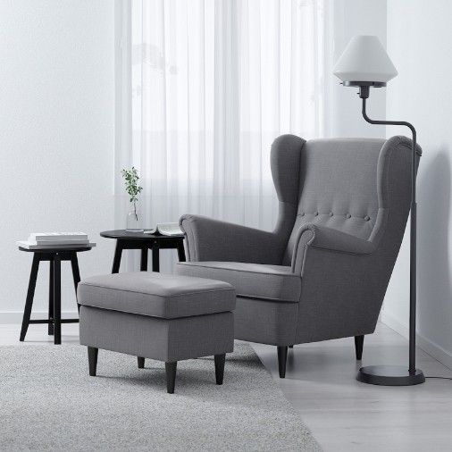Ikea Strandmon ørelappstol mørk grå m2 puffer | FINN.no Ikea Strandmon lenestol | FINN.no