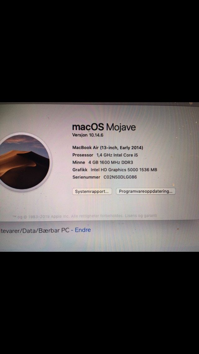 MacBook Air 13, kjøpt høst 2014 .Nytt batteri og lader.Pen MacBook Air 13, kjøpt høst 2014 .Nytt batteri og lader.Pen