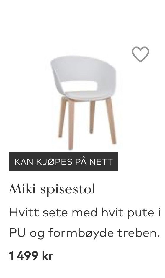 Miki spisestuestoler fra Skeidar | FINN.no Miki spisestol Spisestoler Skeidar