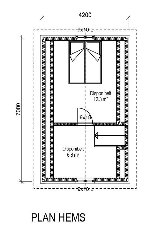 Hems i tilbygg 2022 - maks høyde ca.185 cm. Galleribilde