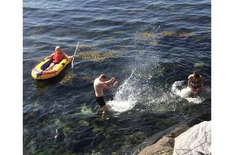 Bading i sjø ved hytta Galleribilde