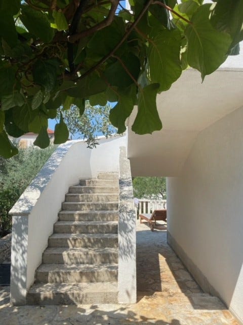 Ute trapp opp til øvre terrasse Galleribilde