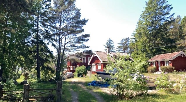 Husene sett utenfra Galleribilde