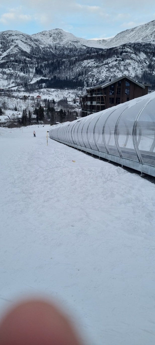 Skibånd og bakke rett ved leilighet Galleribilde