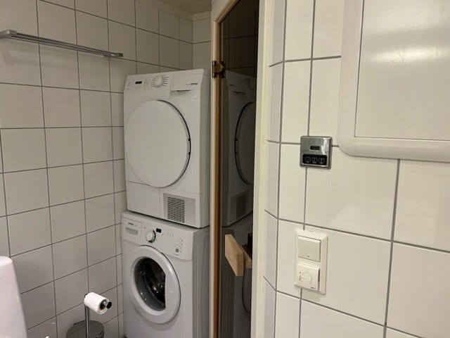 Bad med vaskemaskin og tørketrommel Galleribilde