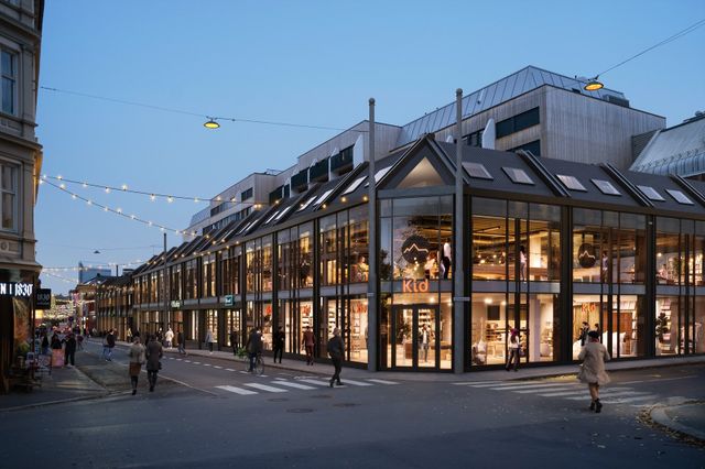 Markveien 35 ligger flott eksponert, med utsikt til Olav Ryes plass, i sentrum av Grünerløkka
