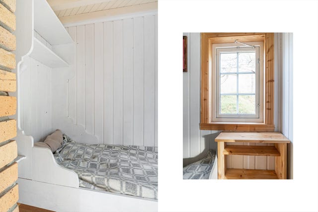 Soverom er av liten størrelse, med plass for en enkeltseng.