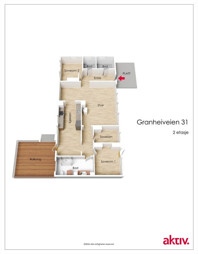 3D planillustrasjon hovedplan 1.etasje