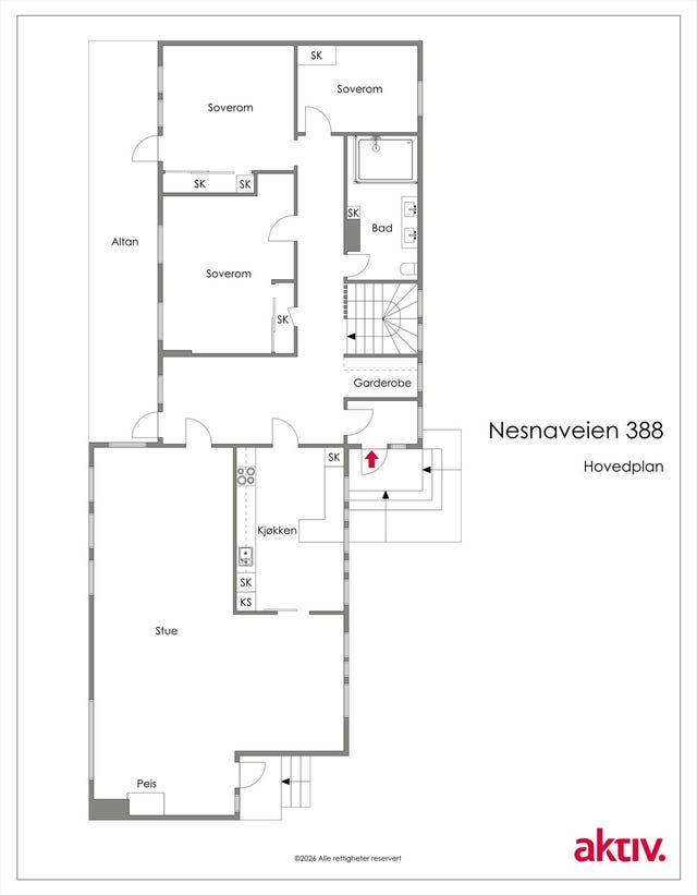 Planskisse av hovedetasje.