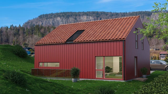Ny enebolig får 2 parkeringsplasser ute ved siden av huset (3d bilder er ment som en illustrasjon. Avvik vil forekomme)