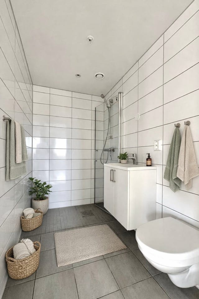 Flislagt gjestebad/wc | stylingen er ai generert