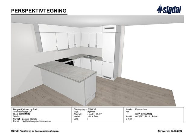 Plantegningen viser omfanget av innredningen som er planlagt i 57