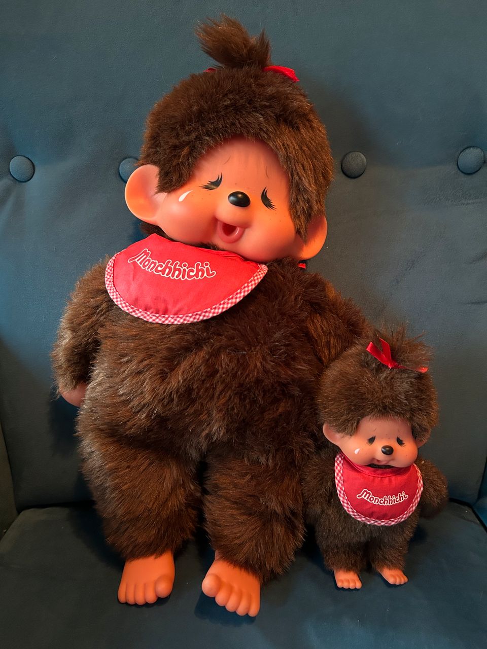 Vintage Monchhichi doll, girl 23 cm 9