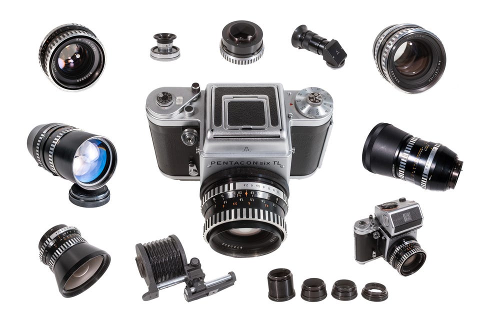 CLAed Pentacon Six TL med stk Zeiss Jena Objektiver Zebra