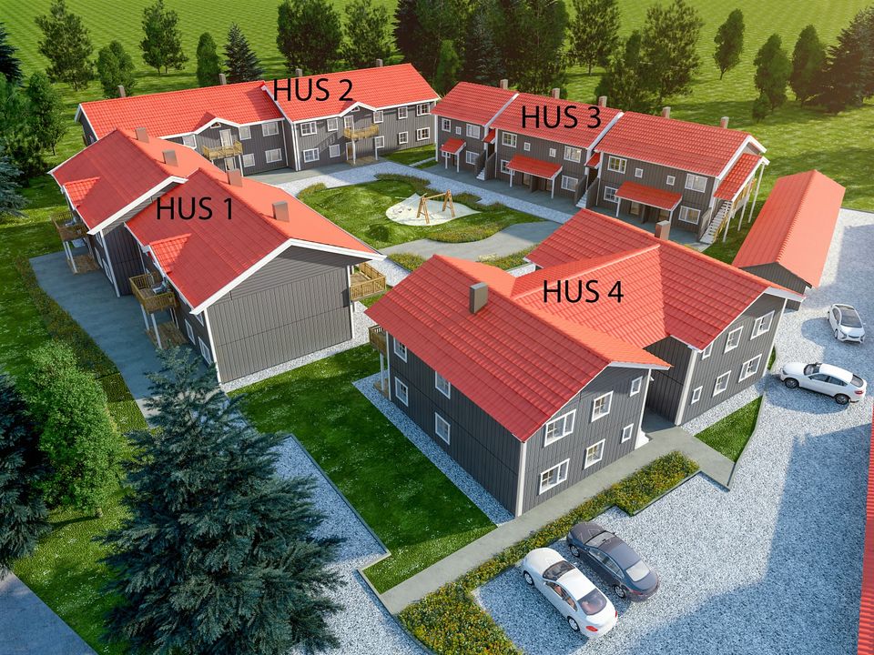Vestengkroen. Mot sør. Hus 1-4.