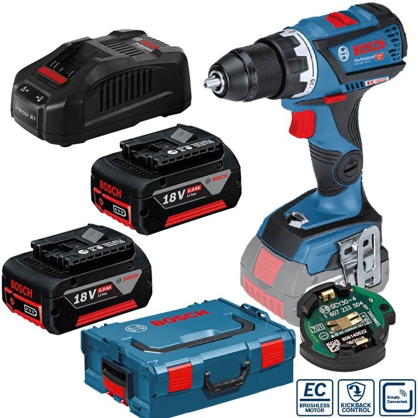 Bosch GSR 18V 60 C skru drillsett (2x5Ah batterier) | FINN.no Bosch Drill GSR 18 V EC 2x5Ah + Lader