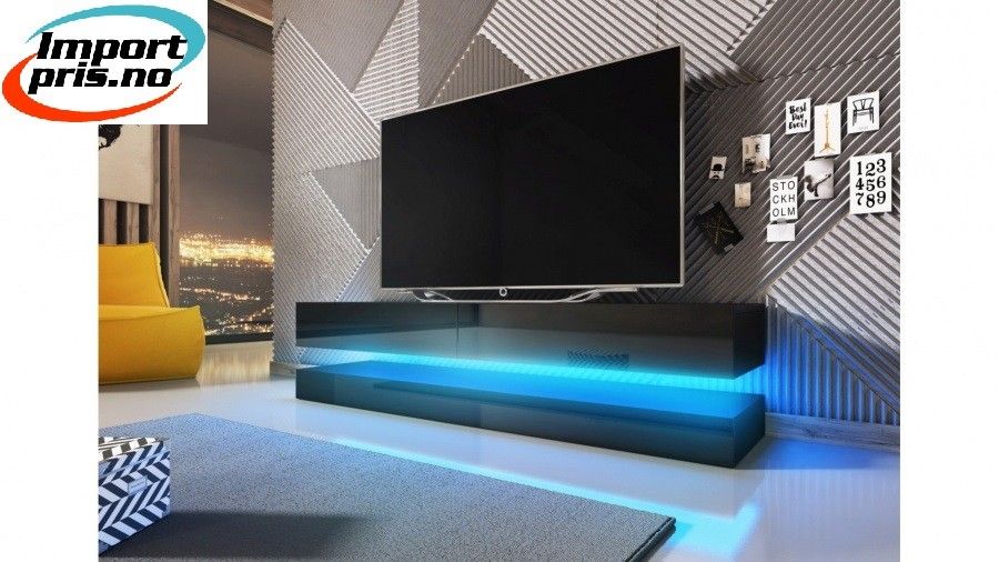Tv bord FLY 140cm hengende på vegg sort | FINN.no Hengende tv benk 140 | Moderne tv møbler med belysning