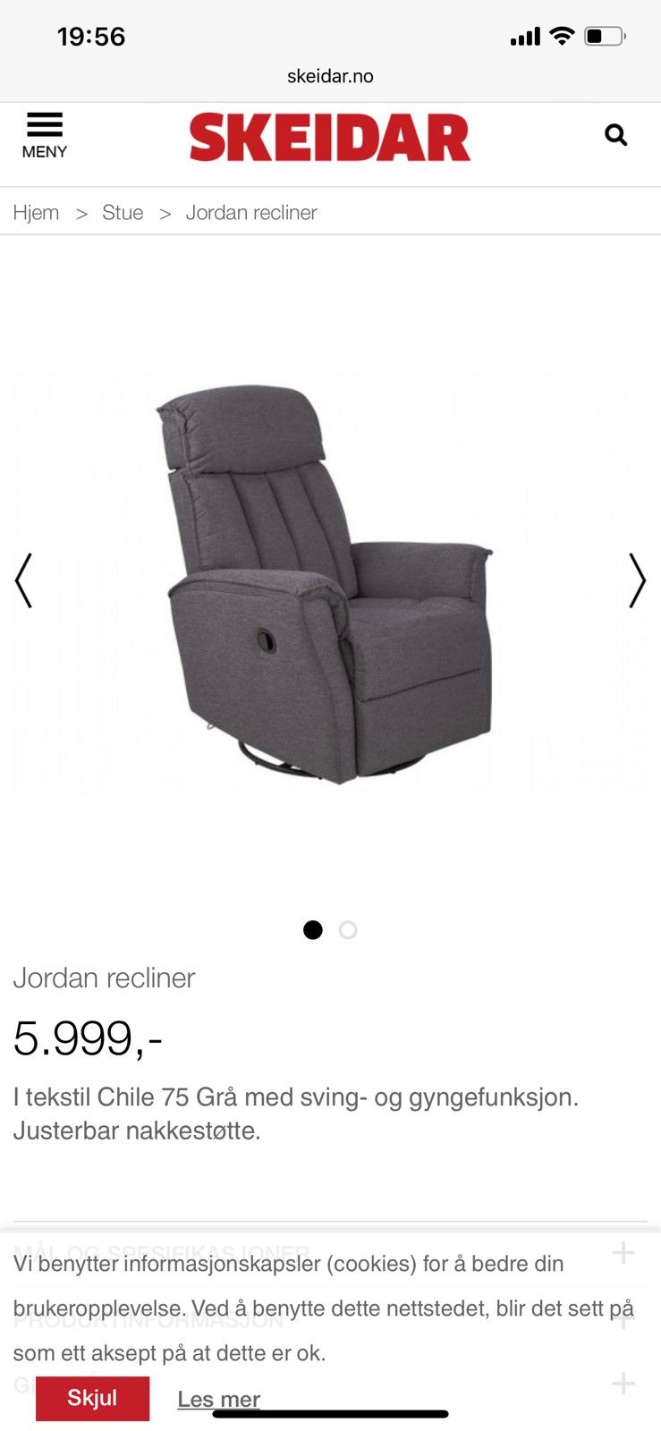Lenestol gyngestol | FINN.no Jordan recliner Lenestol Skeidar