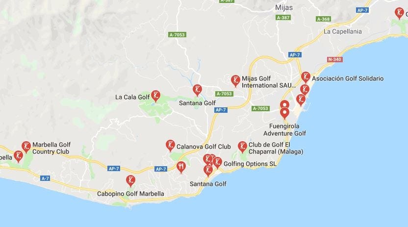 Oversikt over golfbaner i nærområdet Galleribilde