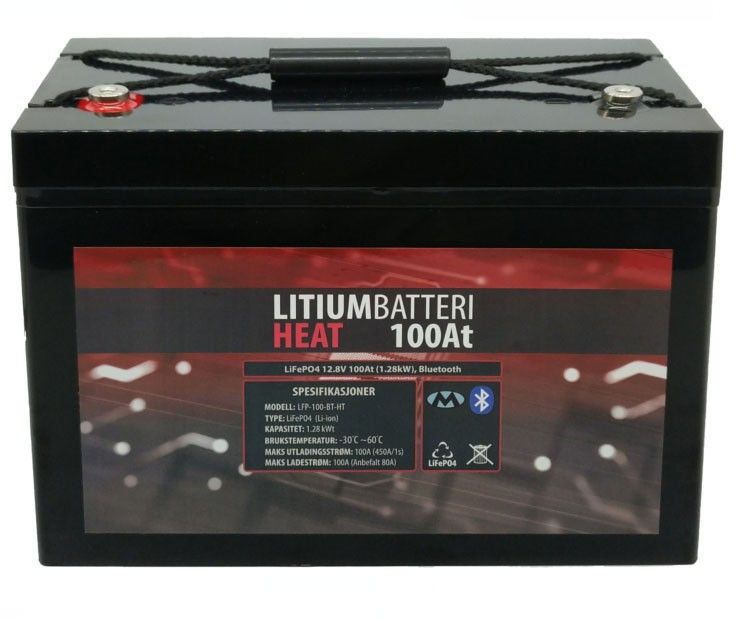Lithium Batteri: LiFePo4 12V 100Ah, Bluetooth, HEAT, MS Batteri Lithium Heat 300 At Kampanje | FINN.no