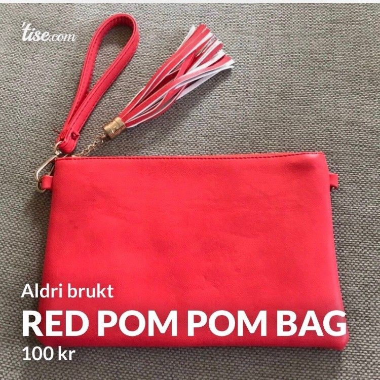 Red Pom Pom Bag | FINN.no Poms veske | FINN.no