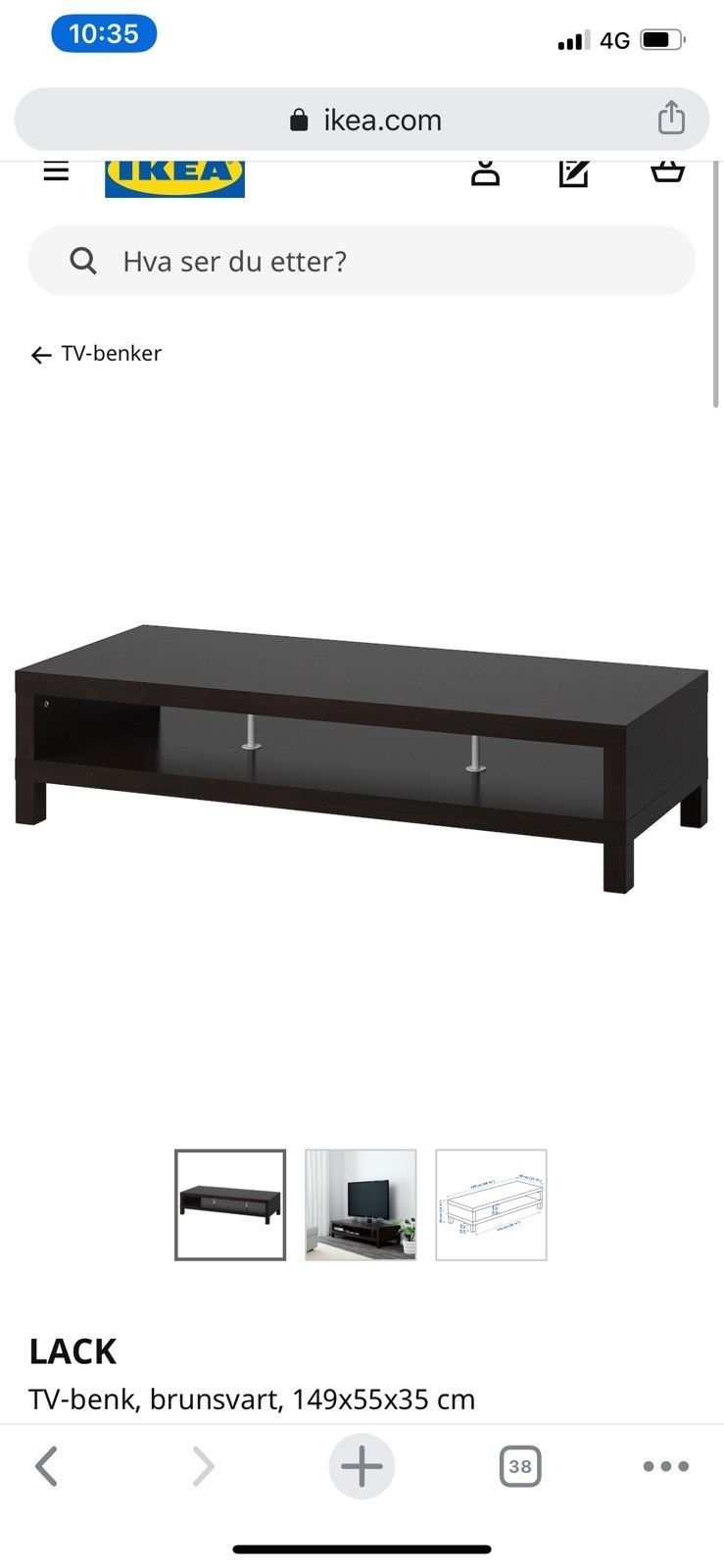 Lack tv benk | FINN.no Brunsvart LACK tv benk fra IKEA | FINN.no