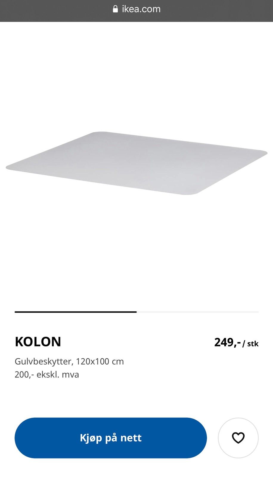 RESERVERT 2 stk gulvbeskyttere kontorstol underlag Kolon RESERVERT 2 stk gulvbeskyttere kontorstol underlag Kolon