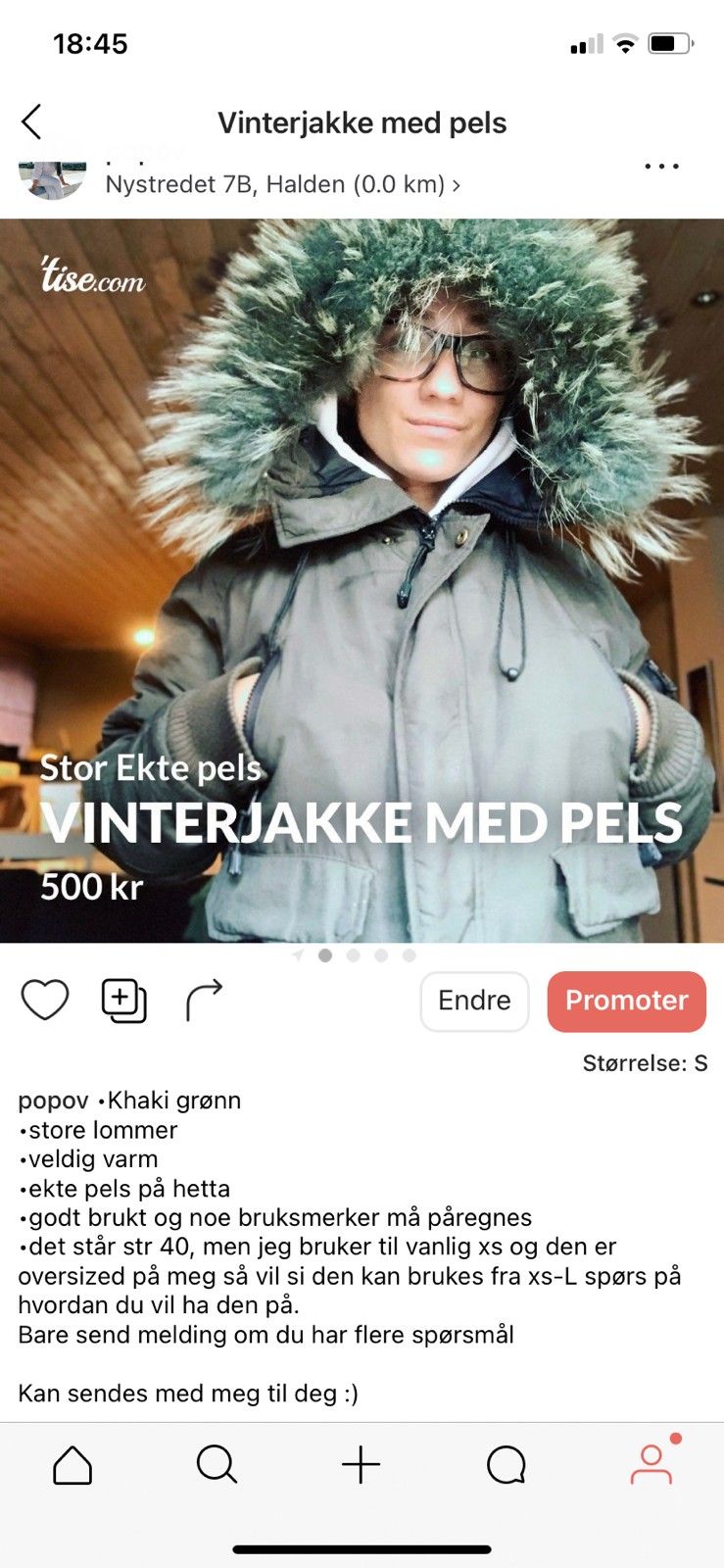 Vinterjakke med ekte pels | FINN.no Vinterjakke med ekte pels | FINN.no