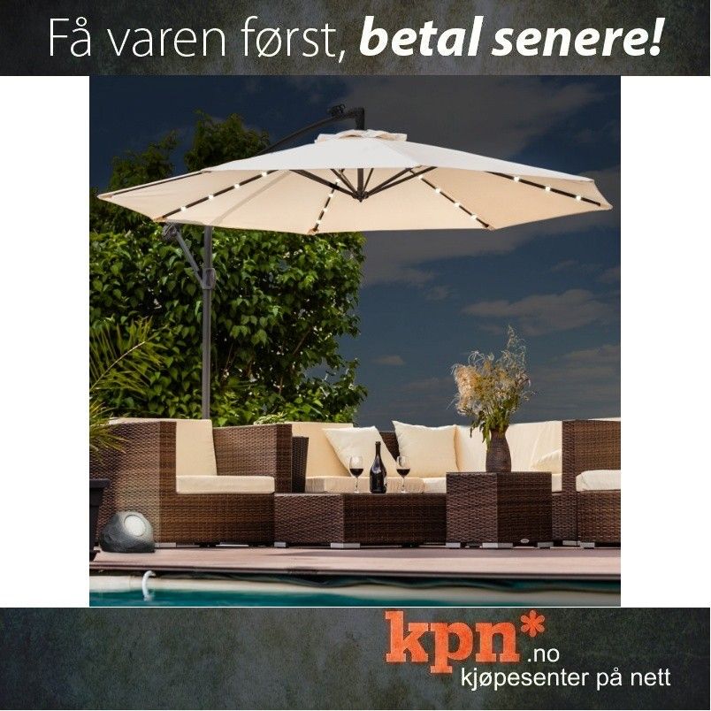 LED parasoll Creme med solcelle Ø350cm *NYHET* | FINN.no Parasoll Solskjerming, | FINN.no