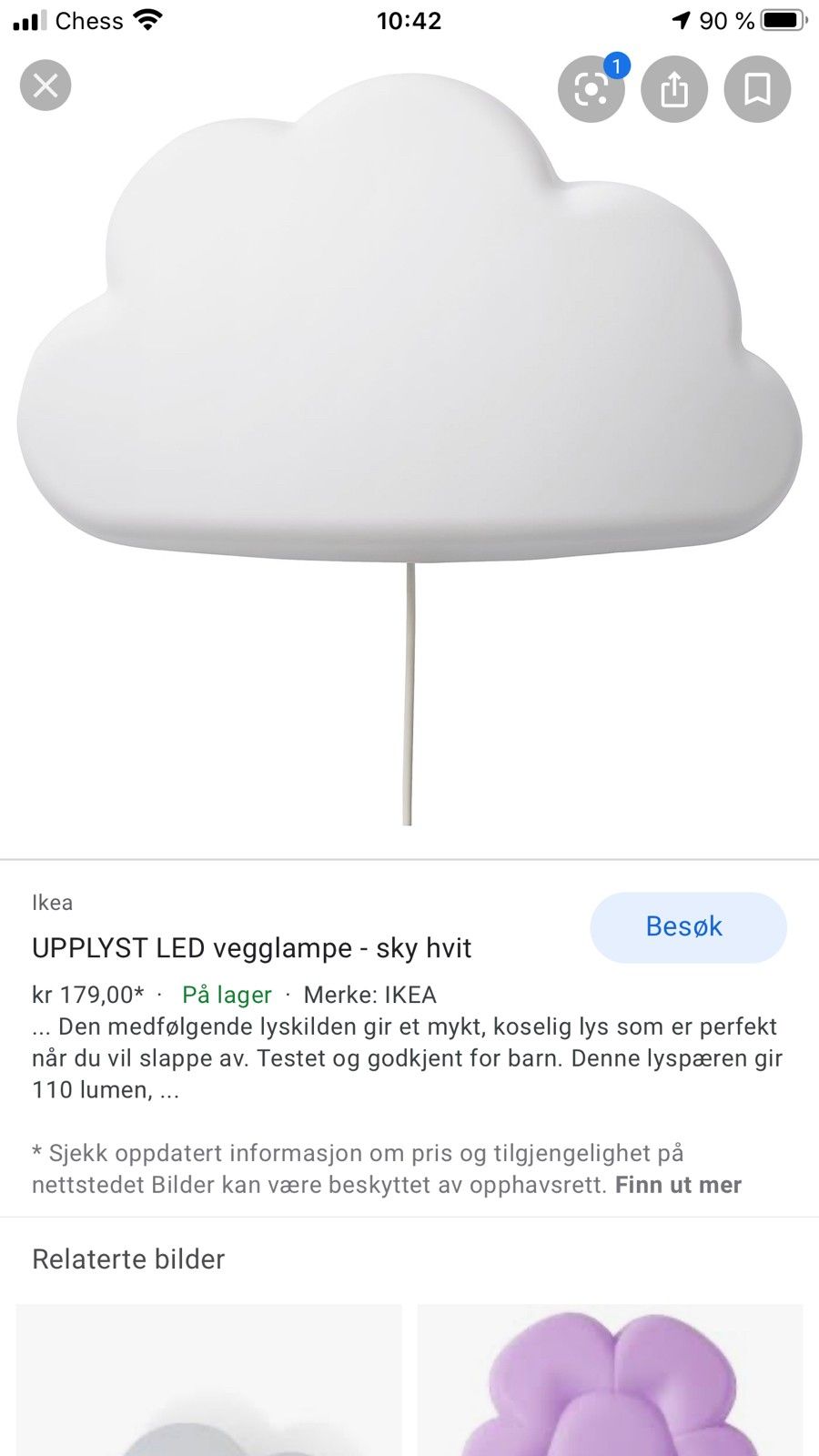 IKEA UPPLYST skycloud vegglampe | FINN.no Ikea sky lampe | FINN.no