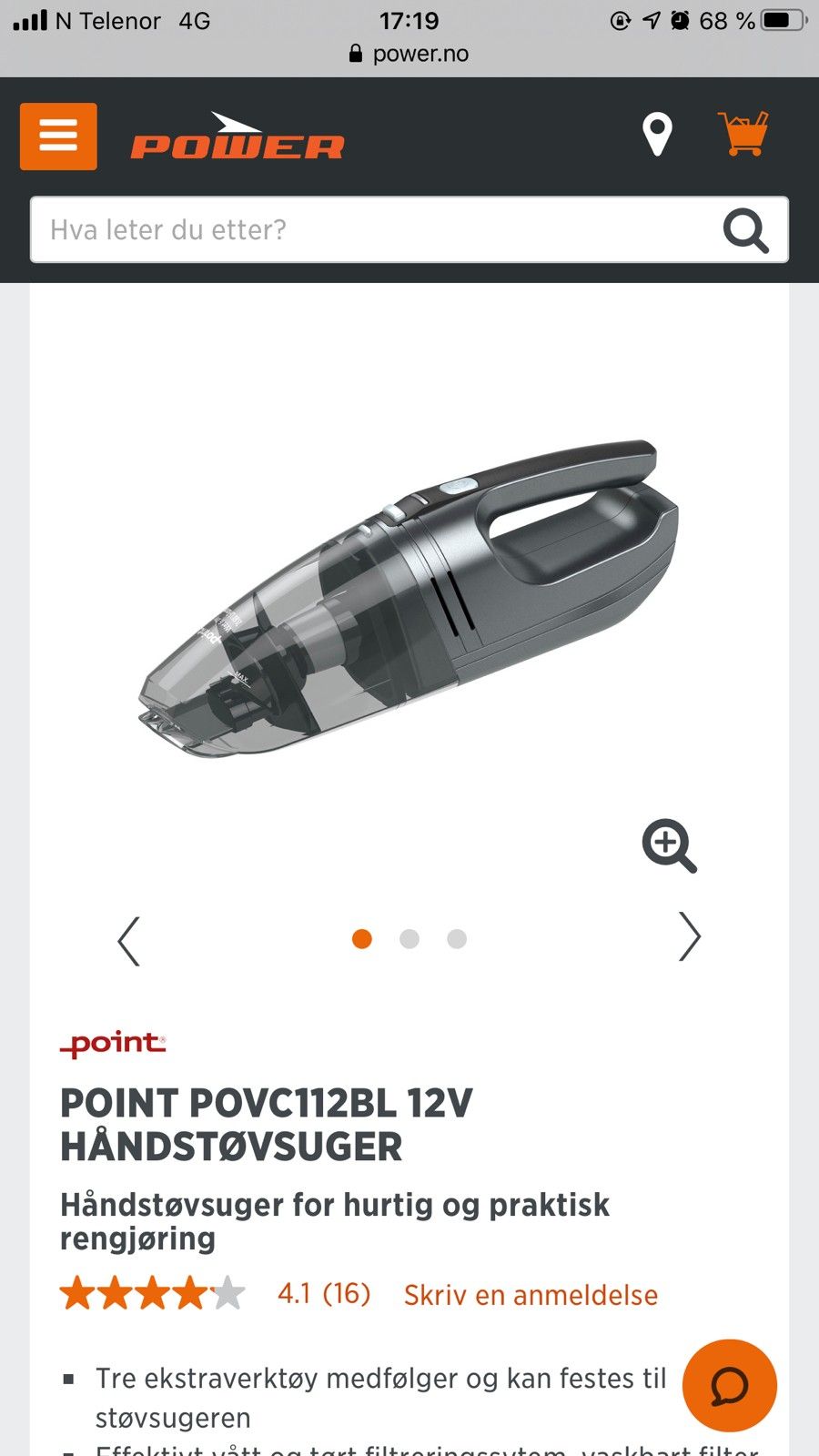 Point 12v håndstøvsuger,ny pris 899, | FINN.no Point Støvsuge | FINN.no