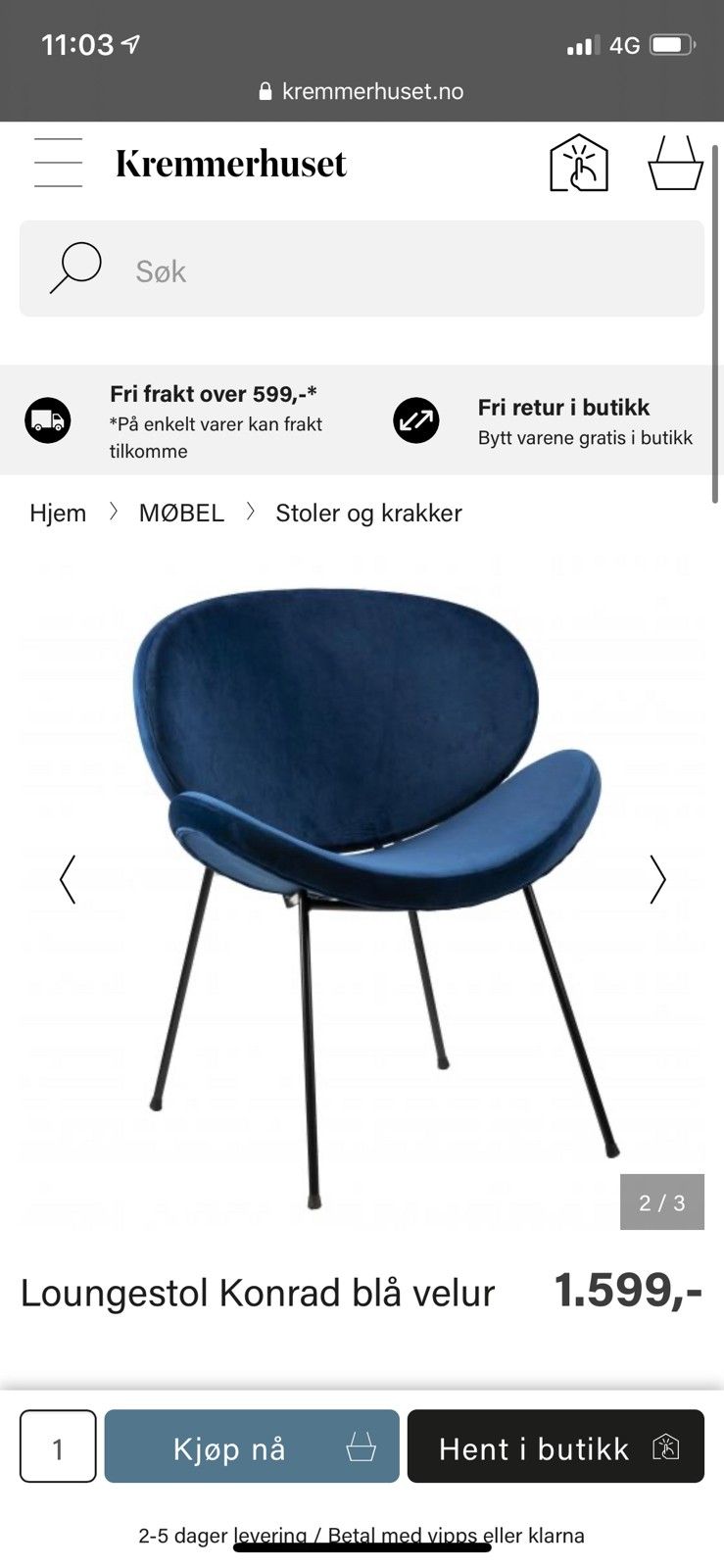 Konrad loungestol mørk blå velur | FINN.no Konrad loungestol mørk blå velur | FINN.no