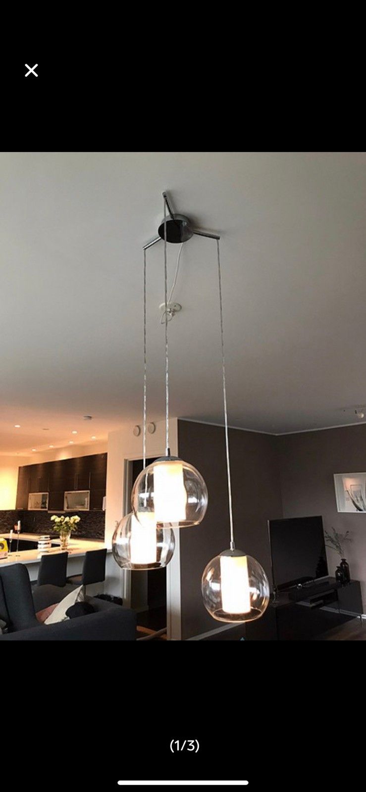 Taklampe | FINN.no Bolsano 3 punkts hengelampe i glass | Lampegiganten.no