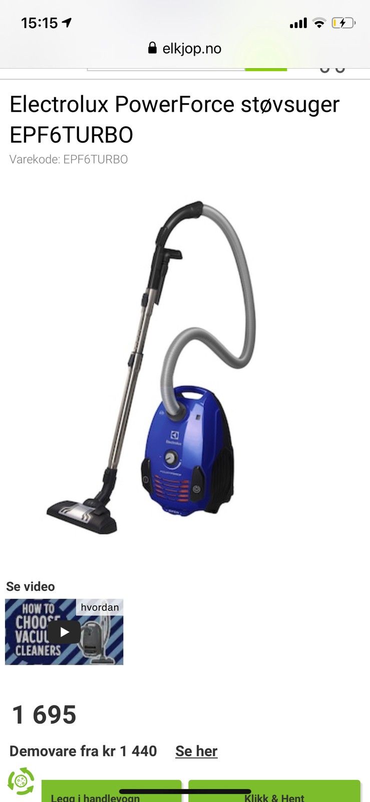 Kraftig støvsuger | FINN.no Electrolux støvsuger (Powerforce 700W) | FINN.no