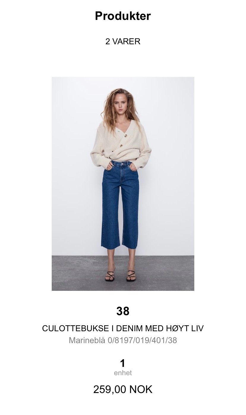 Zara bukse, culottebukse i denim med høyt liv og sleng | FINN.no Zara bukse, culottebukse i denim med høyt liv og sleng | FINN.no