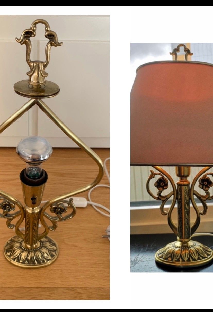 Nydelig retro vintage bordlampe, lampefot, gull, messing Retro messing lampe | FINN.no