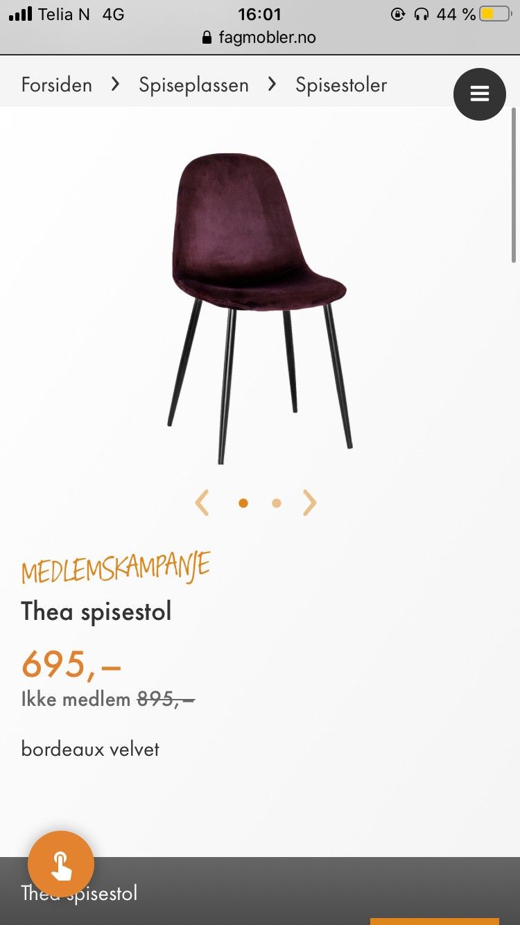 HELT UBRUKTE Velour Thea spisestoler | FINN.no Thea spisestol › Spisestoler Spiseplassen › Fagmøbler