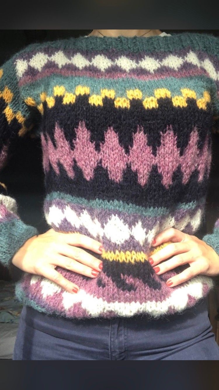 Retro hjemmestrikket genser i mohair blend. | FINN.no Retro hjemmestrikket genser | FINN.no