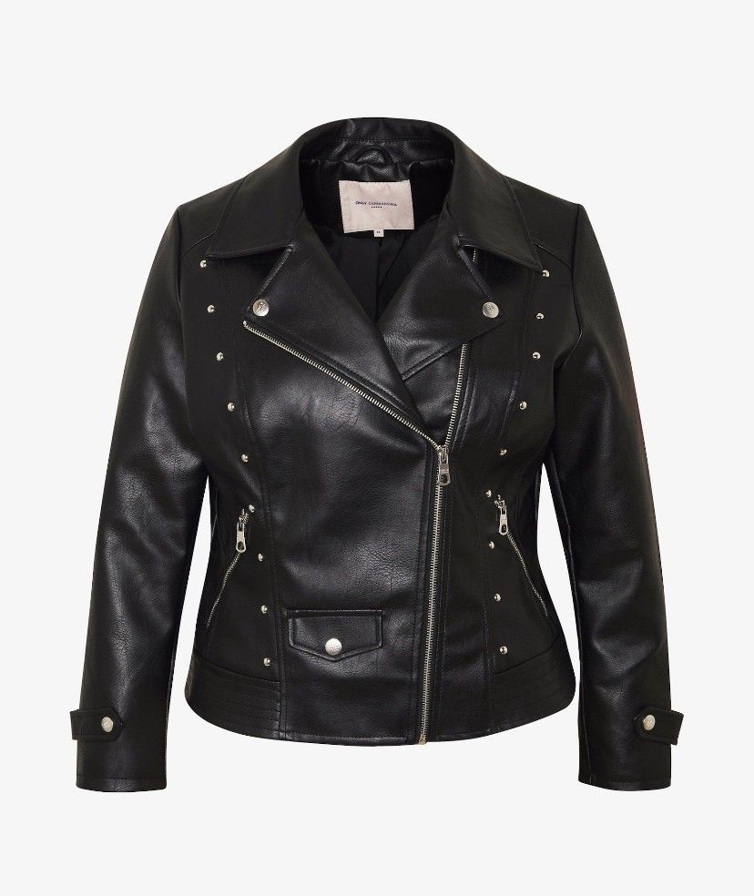 NY! Sort faux skinnjakke med studs str. 50 | FINN.no NY Skinnjakke fra SAKI | FINN.no