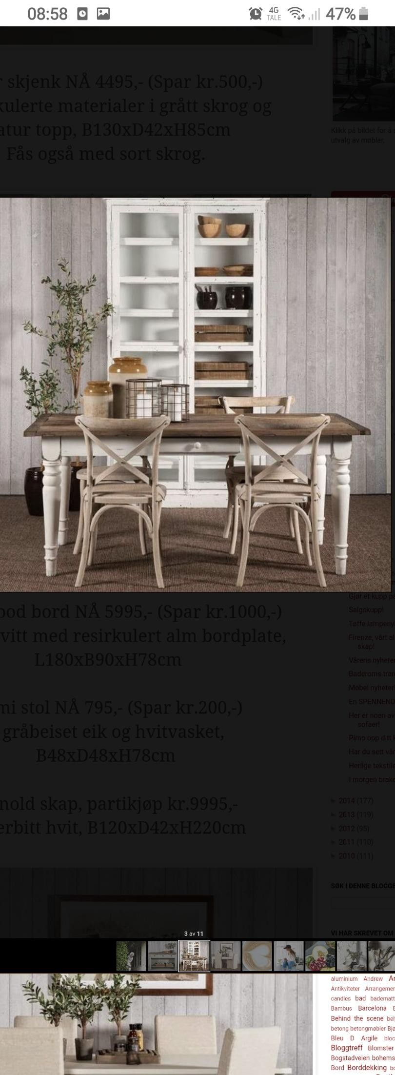 RESERVERT! Fin og rustikk spisegruppe med 6 stoler fra Home& 8 stk Sandvik Regina regulerbar spisestol vurderes solgt