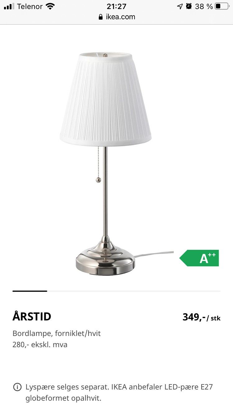 To stk årstid bordlampe fra ikea | FINN.no IKEA Årstid bordlampe | FINN.no
