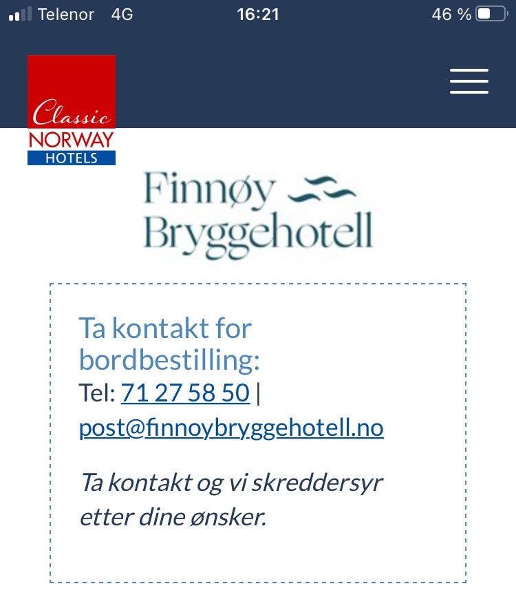 Kontaktinformasjon til Restauranten ved Finnøy Bryggehotell Galleribilde