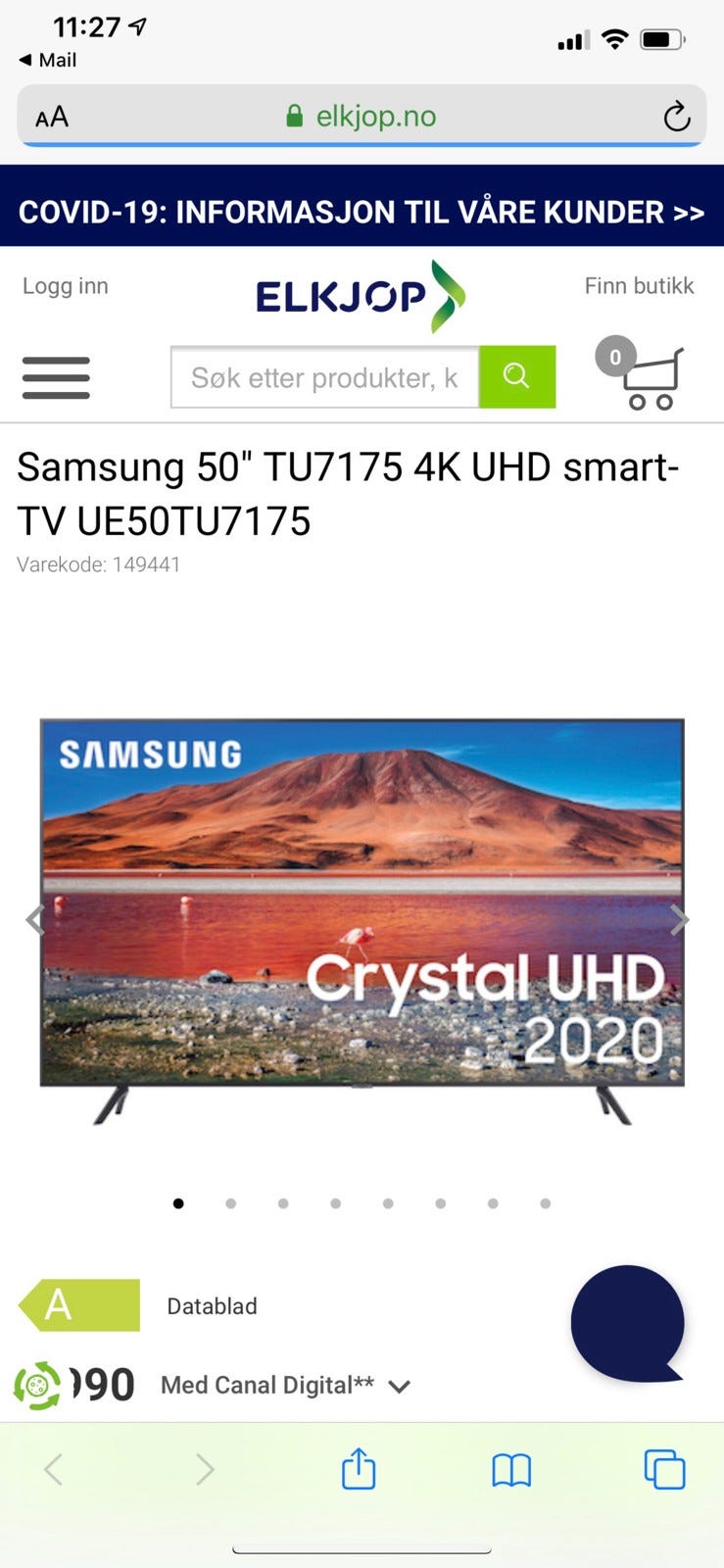 Samsung smart TV 2020 4K 50tommer | FINN.no