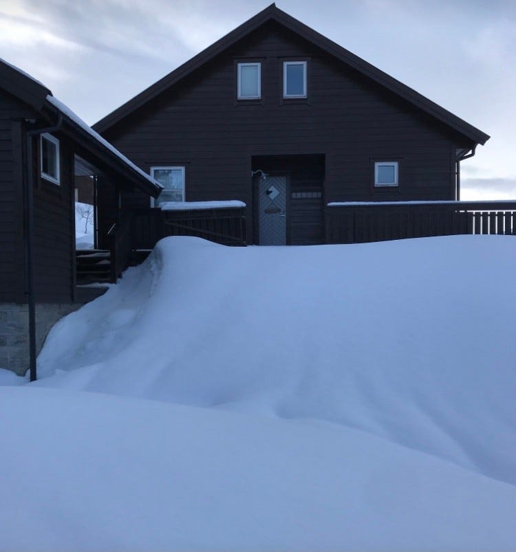 Fantastisk akebakke rett utfor hytta Galleribilde