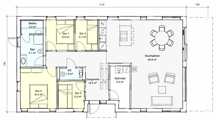 Plantegning 1. etg. Galleribilde