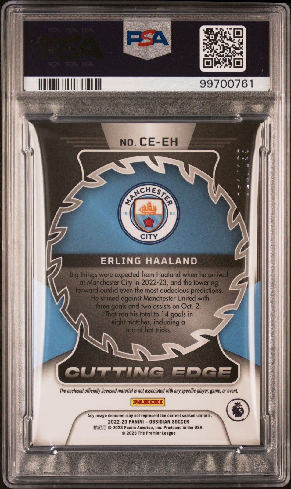 2022-23 Panini Obsidian Erling Haaland Cutting Edge Dual